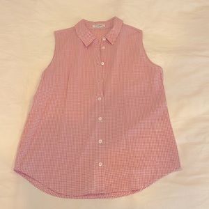 Equipment pink gingham collared top